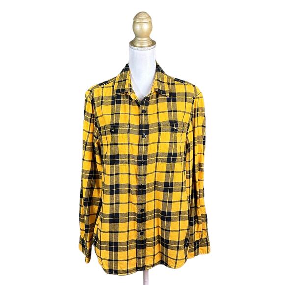 American Eagle Classic Oversized Flannel - Yellow / Black - L - Picture 1 of 5